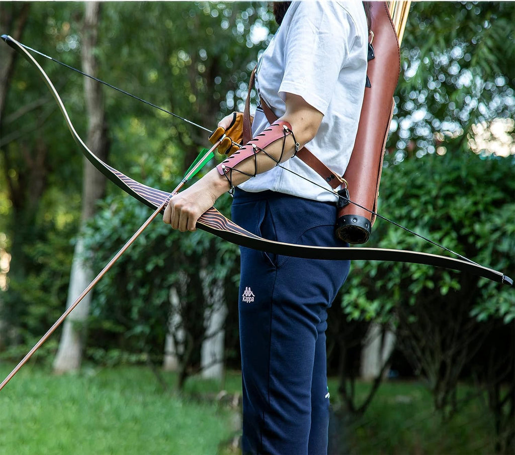 Deerseeker Outdoor Archery 54 Traditional Bow Hunting Longbow With Bamboo Core Limbs Handmade Recurve Bow Rh/Lh For Targeting Pr