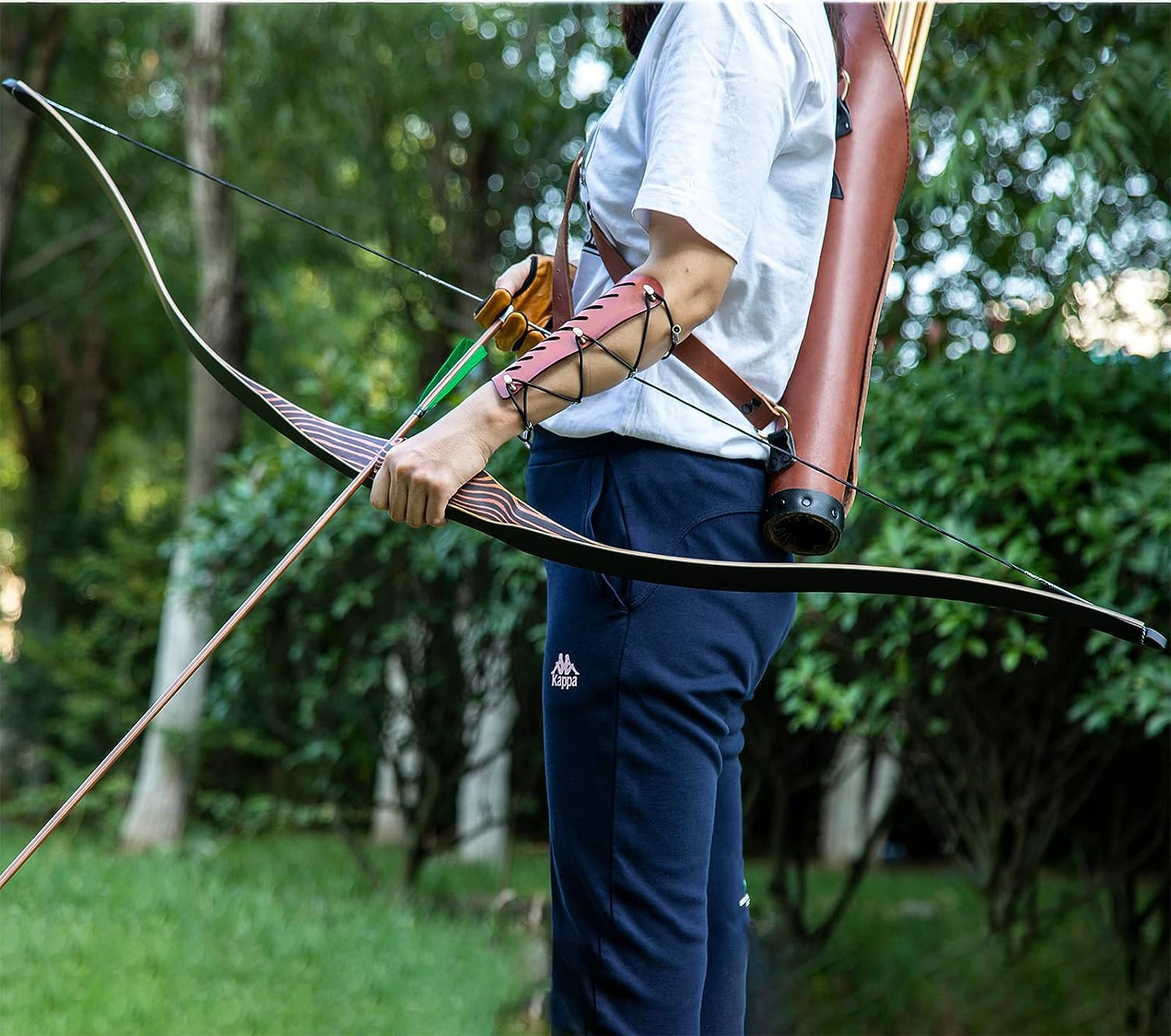 Deerseeker Outdoor Archery 54 Traditional Bow Hunting Longbow With Bamboo Core Limbs Handmade Recurve Bow Rh/Lh For Targeting Pr