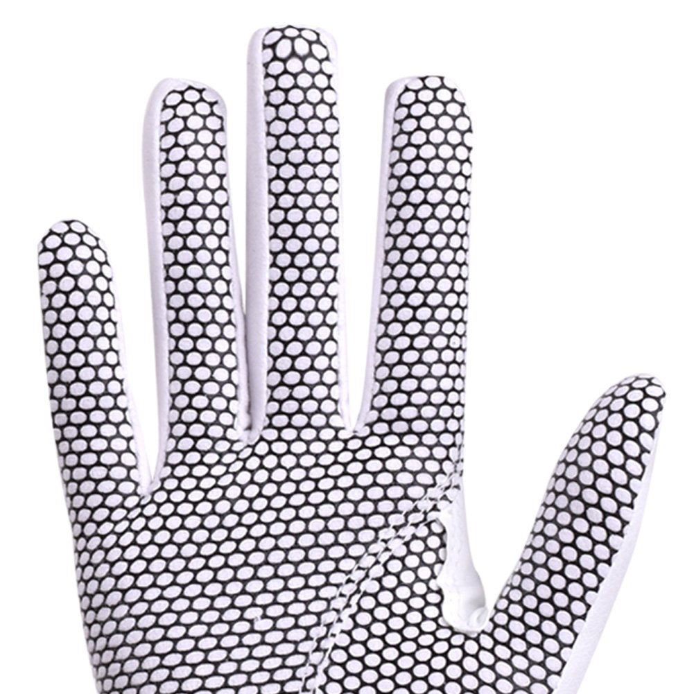 Gh Womens Leather Golf Gloves One Pair - Plain Both Hands (White, 21 (L))