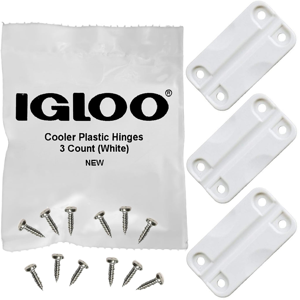 Igloo Cooler Plastic Hinges For Ice Chests (Set Of 3), White, Standard Size, Contain Uv Inhibitors