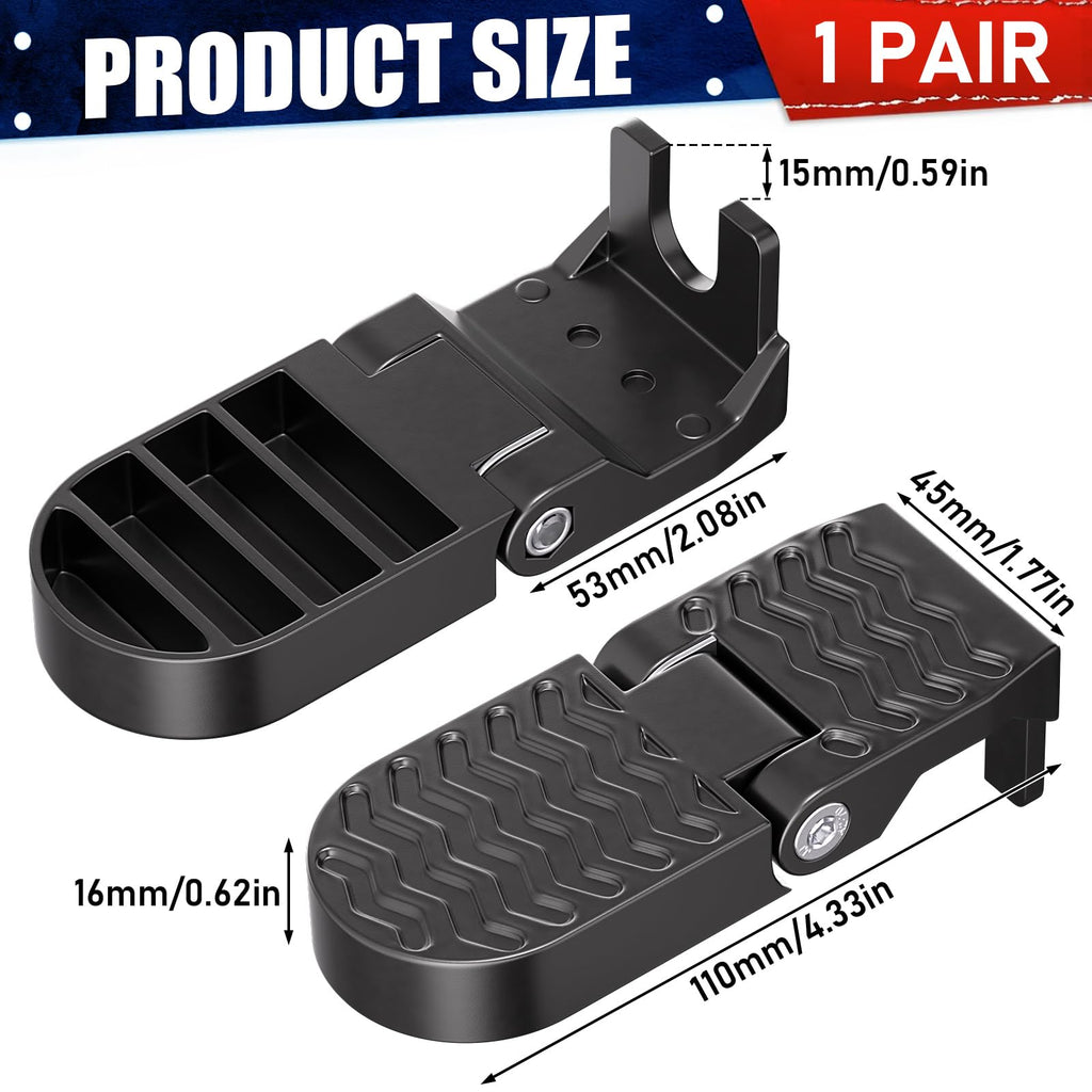 Tobwolf 1 Pair 14Mm U Slot Bicycle Rear Pedals, Aluminum Alloy Foldable Non-Slip Rear Seat Footrest Pedals For Mountain Bike Roa