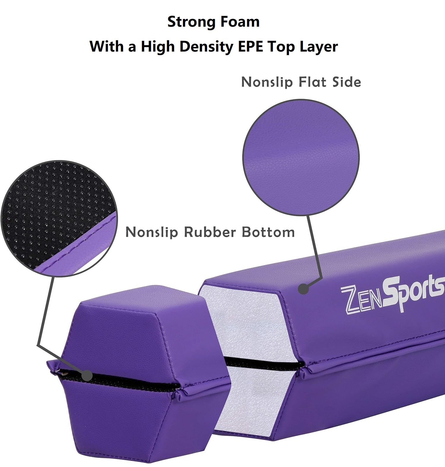 Zeny 9Ft Folding Gymnastics Balance Beam Low Floor Balance Beam Bar With Anti-Slip Base Extra Firm Foam Walking Beams Home Balan