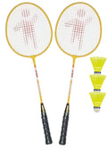 GILLX Badminton Rackets 2 Piece Wx 55 with 3 Nylon Shuttle Cocks for Adults & Kids, Yellow