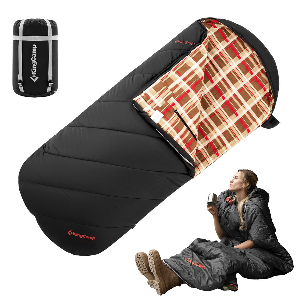 Kingcamp Sleeping Bags, Extra Wide Flannel Sleeping Bag For Adults, Lightweight, Portable, Big And Tall Wearable Sleeping Bag Fo
