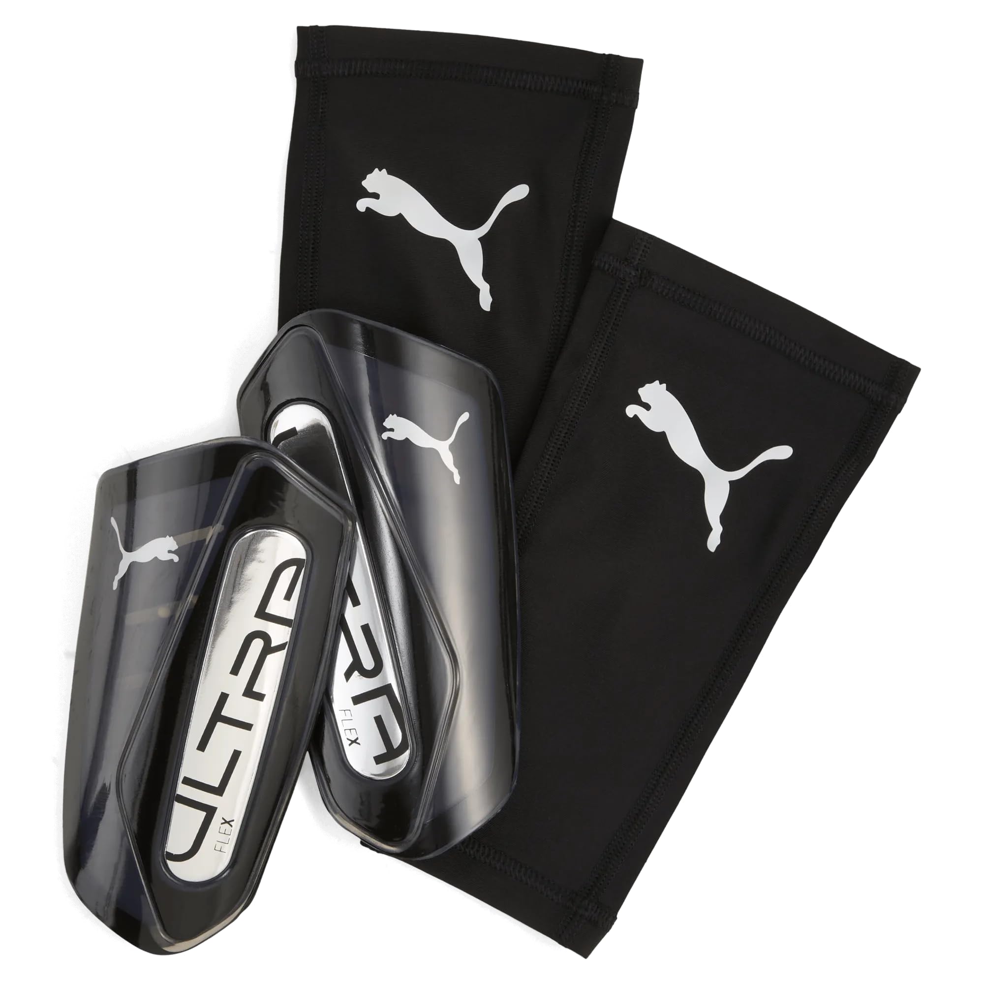 Puma Unisex Ultra Flex Sleeve Soccer Shin Guards, Puma Black-Puma Silver Ss25, Large
