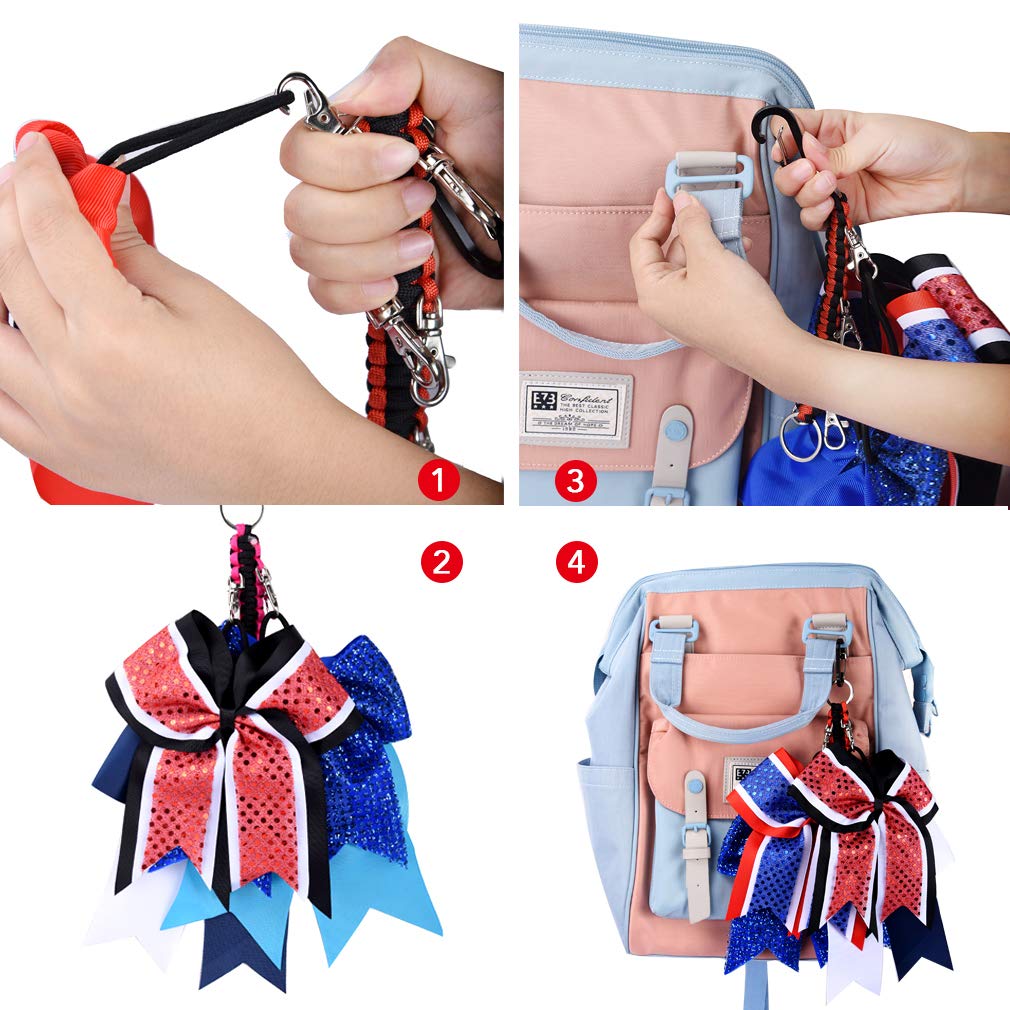 Deeka Paracord Handmade Cheer Bows Holder For Cheerleading Teen Girls High School College Sports - Black