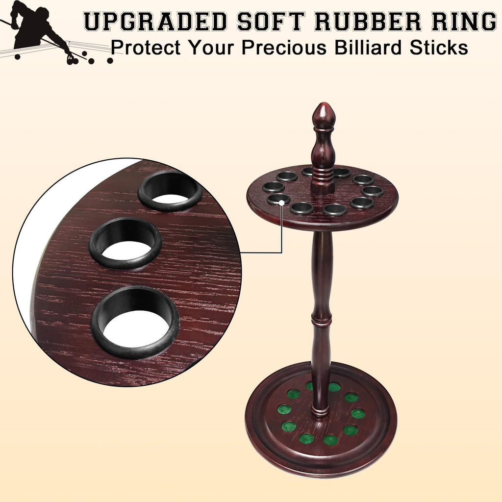 Moyansuper Pool Stick Holder Billiard Cue Rack Holds 10 Sticks Floor Stand,Burgundy