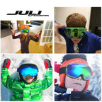Juli Kids Ski Goggles,Interchangeable Double Layer Spherical Lens,Otg Anti-Fog Snowboard Skate Snow Goggles Age 4-16 4300(Green)