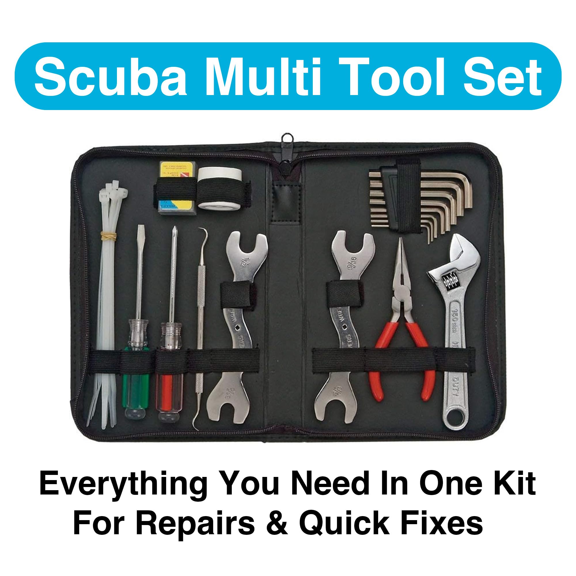 Innovative Scuba Concepts Deluxe Scuba Diving Tool Kit - Ultimate Multi Tool Repair Tool Set For Diving & Scuba Gear With Nylon