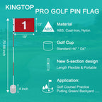 Kingtop Golf Pin Flags Pro, Practice Putting Green Flagstick Hole Cup Set, Golf Flag Stick For Driving Range | Backyard | Indoor