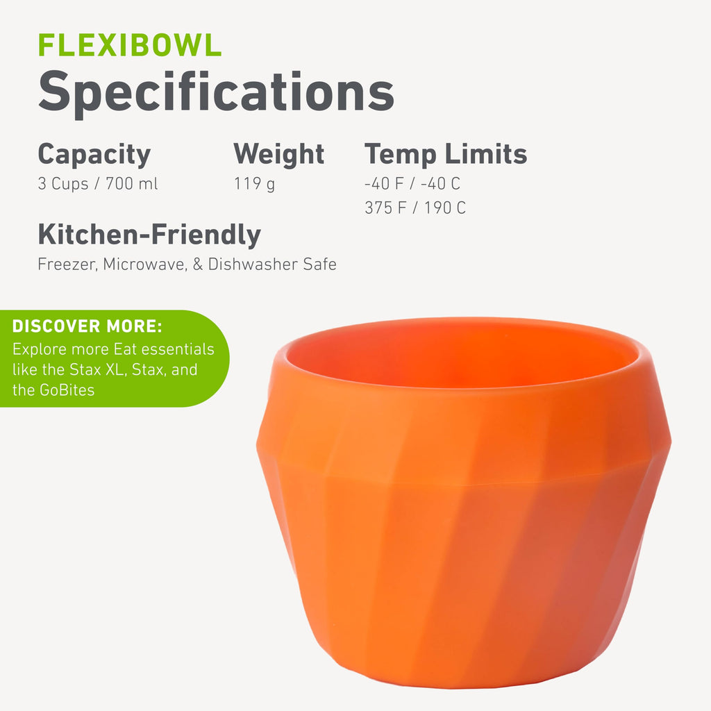 Humangear Flexibowl | Convertible Camping Bowl | On The Go | Packable & Easy To Clean, Orange