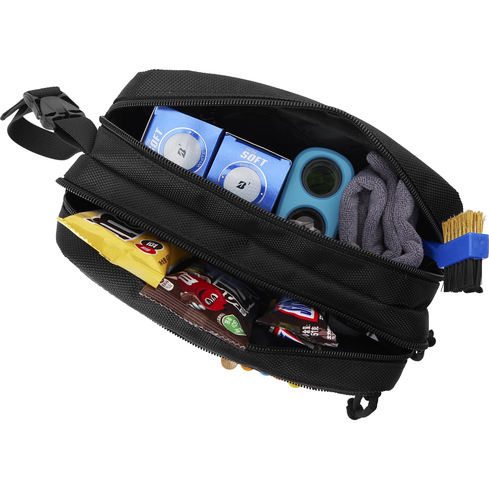 Golf Pouch Bag For Balls Accessories Valuables  Customizable With Hook-And-Loop Panel  Ideal Golfer Gift, Includes Tee-Holder An