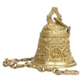 Artvarko Deep Sound Big Astalaxmi Engraved Hanging Brass Temple Bell/Ghanta For Pooja Room, Mandir Home Decor 32 Inch