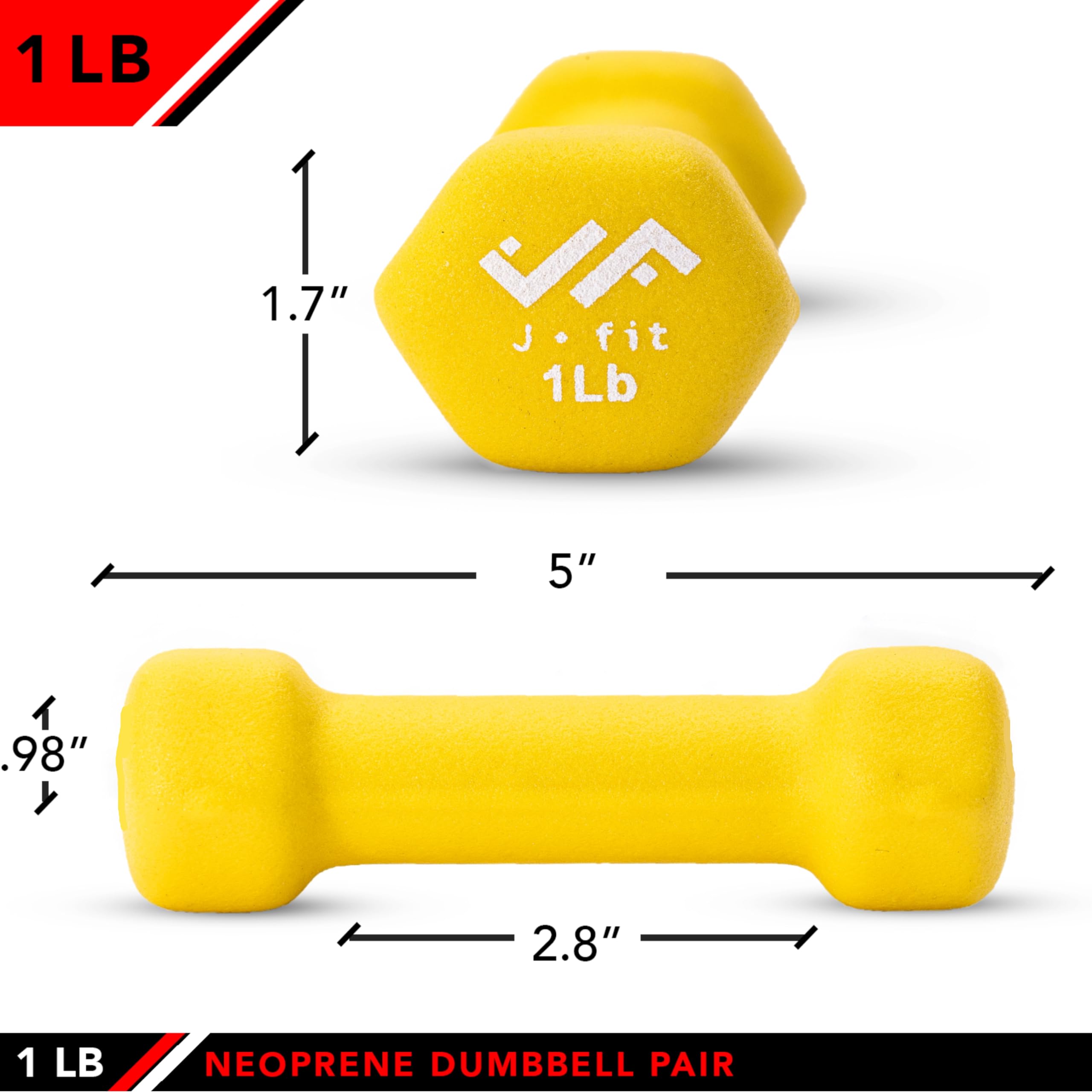 Jfit Neoprene Dumbbell Pairs, 1 Lb