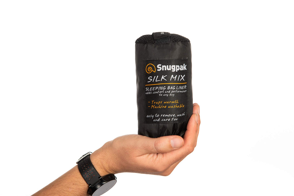 Snugpak Silk Sleeping Bag Liner With Stuff Sack, Heat Management For Hot Or Cold Climates, Black