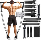 Pilates Bar Kit with Resistance Bands(4 x Bands),3-Section Pilates Bar with Stackable Bands Workout Equipment for Legs,Hip,Waist