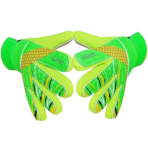 Jalunth Soccer Goalkeeper Goalie Gloves Kids Youth Goal Keeper Field Player Glove Boys Girls Ages 7-8 Years Old Anti-Slip Latex