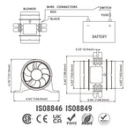 Seaflo 12V 4'' 235 Cfm In-Line Bilge Blower