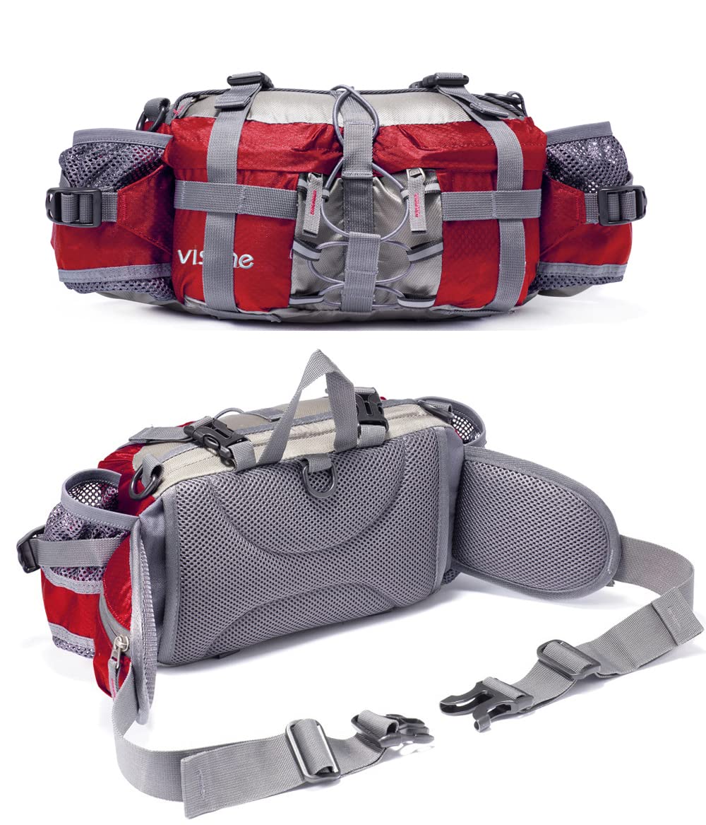 Viscne Outdoor Fanny Pack Hiking Fishing Waist Bag 2 Water Bottle Holder Lumbar Pack