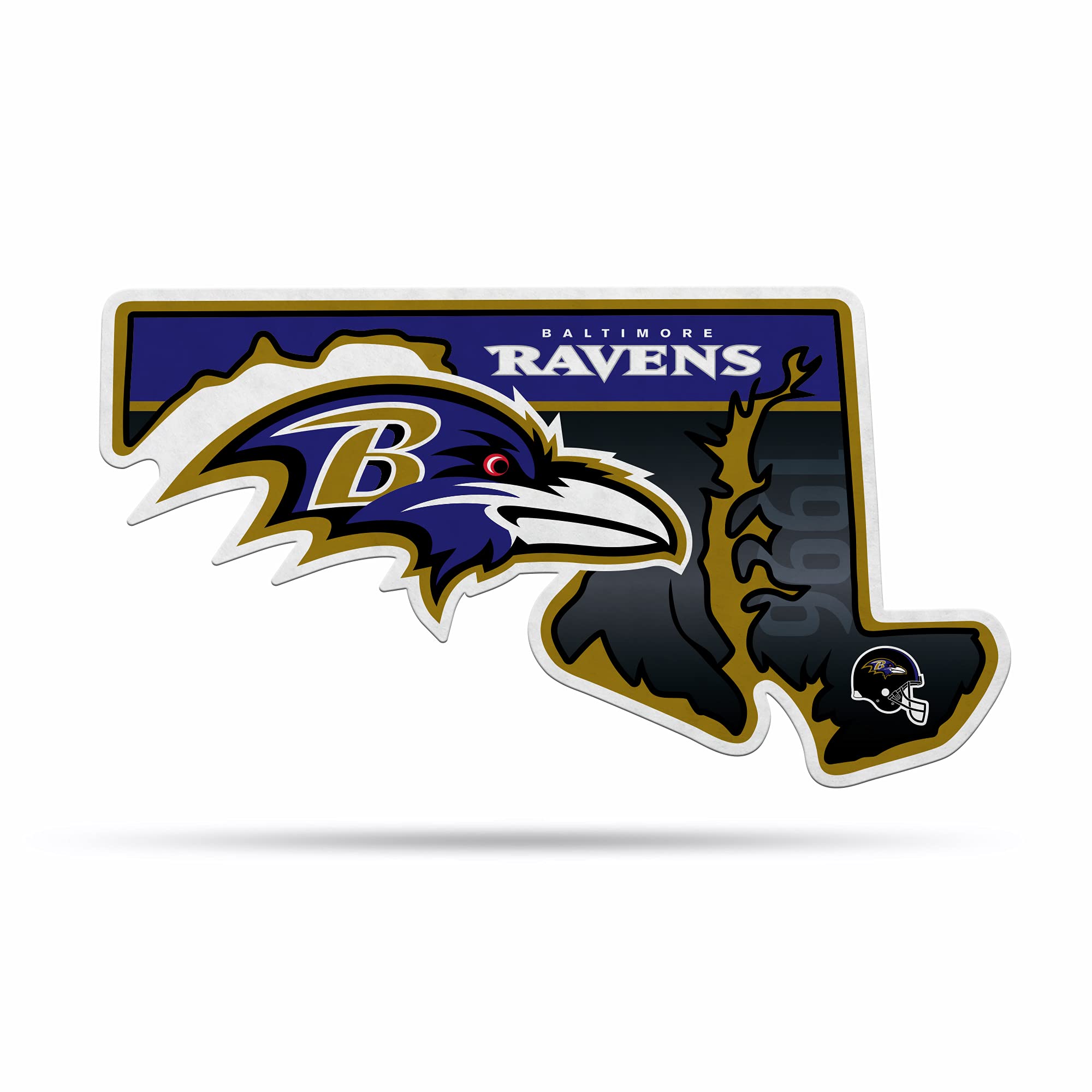 Rico Industries Nfl Baltimore Ravens State Shape Shape Cut Pennant - Home And Living Room D  Cor - Soft Felt Ez To Hang 18X0.10X