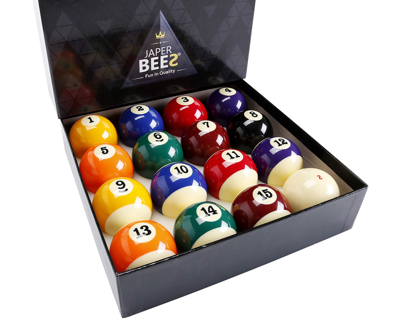 Japer Bees Classic Pool Balls Billiard Set, Regulation Size Billiard Balls Resin Ball