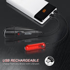 Ascher Ultra Bright Usb Rechargeable Bike Light Set, Powerful Bicycle Front Headlight And Back Taillight, 4 Light Modes, Easy To