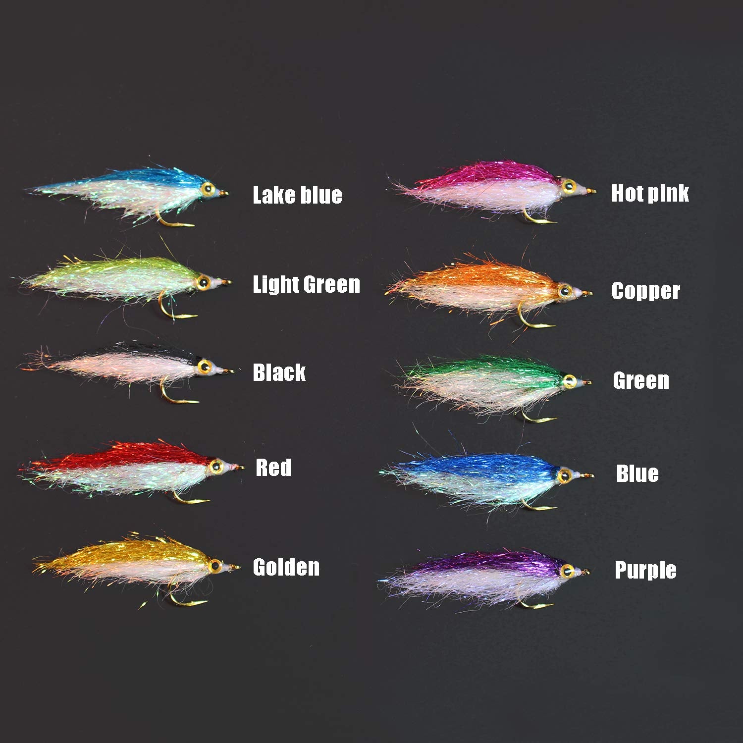 Tigofly 10 Pcs Ice Dub Uv Polar Fry Slowly Sinking Salmon Trout Steelhead Minnow Fly Fishing Flies Lures Set-Size 8