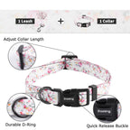 Ihoming Dog Collar And Leash Set For Daily Outdoor Walking Running Training, Floral Sky Design For Small Boys Girls Dogs Cats Pe