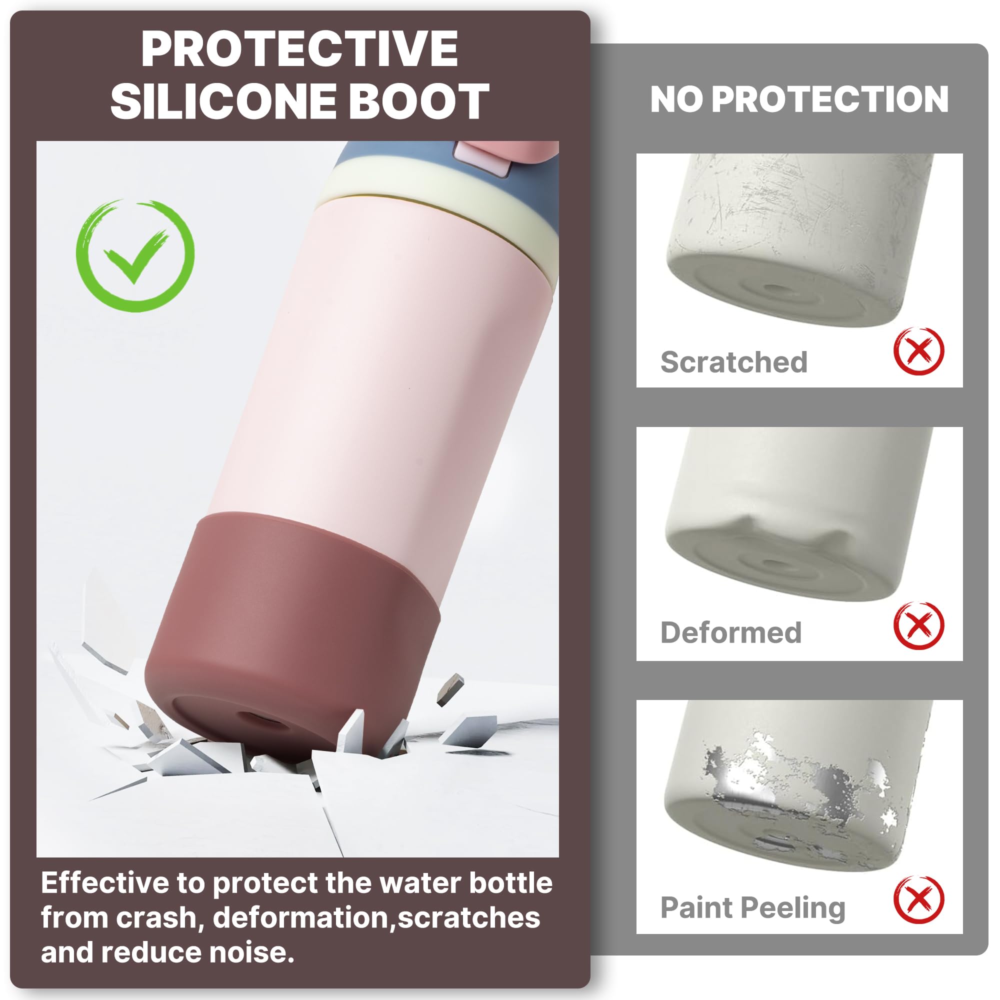 Diumepo Silicone Water Bottle Boot for Owala 14/16oz, Anti-Slip Protective Sleeve Bottom Bumper Protector for Owala Kids 12 oz T