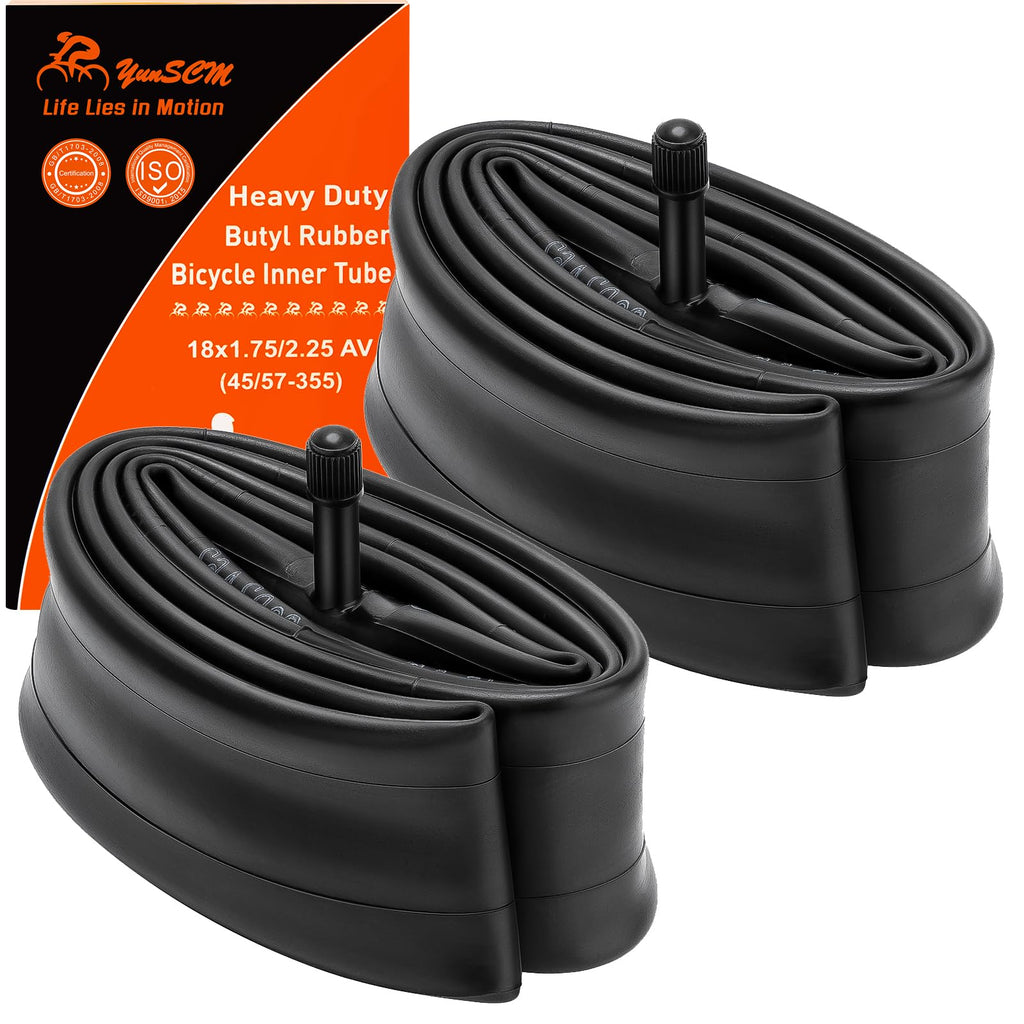2-Pack 18'' Bike Tubes 18X1.75/2.125 Av33 Schrader Valve Compatible With 18 X 1.75 18 X1.90 18 X 1.95 18 X 2.0 18 X 2.10 18 X 2.