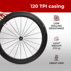 Fincci Pair 700 X 25C Tire Foldable 120 Tpi For Racing Touring Cycling All Season Bicycle - Pack Of 2 Road Bike Tires 700X25C