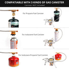 Rideiwake Camping Stove With Fuel Canister Adapter Portable Collapsible Gas Stove With Piezo Ignition-3900W-Lightweight-Windproo