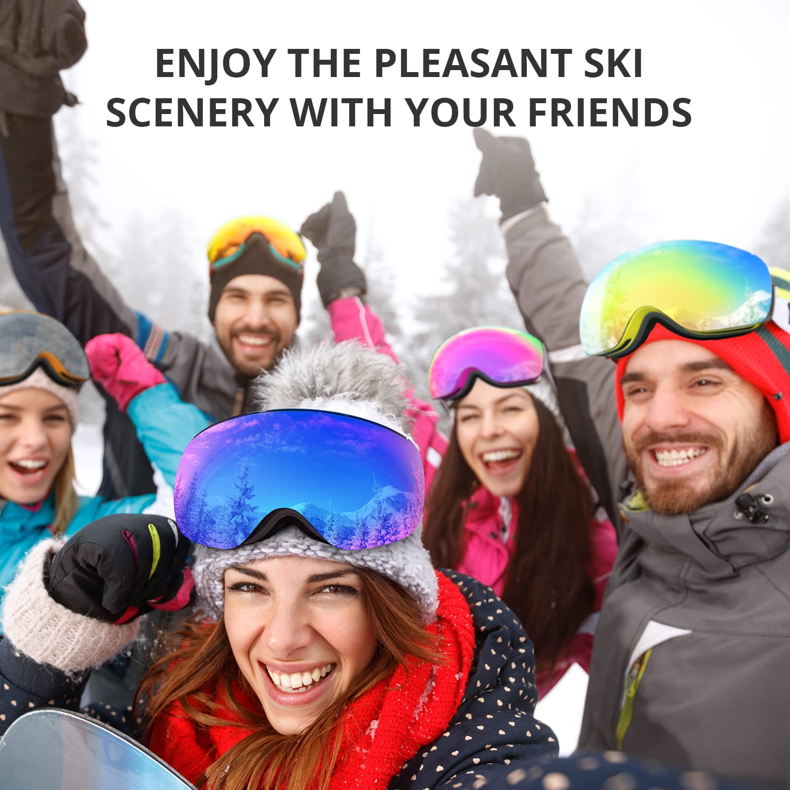 Akaso Otg Ski Goggles, Snowboard Goggles, Mag-Pro Magnetic Interchangeable Lenses, Snow Goggles For Men & Women
