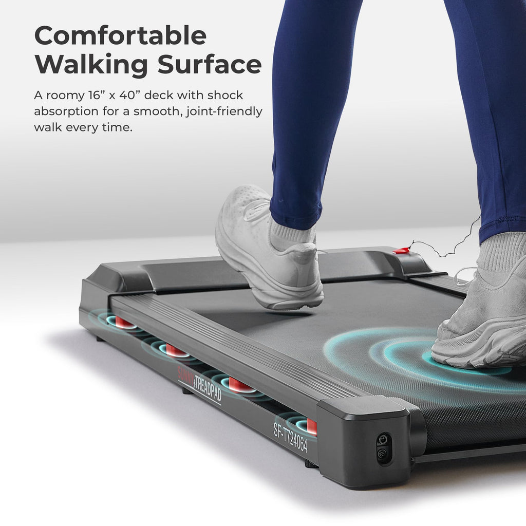 Sunny Health & Fitness Treadpad 100 Smart Walking Treadmill - Compact, Portable, Under Desk, No Assembly, Wifi & Bluetooth Sunny