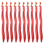 Azarxis Aluminum Tent Stakes Pegs Heavy Duty Lightweight For Camping Sand - 10 Pack (Black - Spiral - 9.84 Inches)