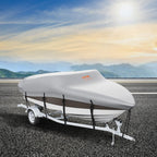Vevor Boat Cover, 16'-18.5' Trailerable Waterproof Boat Cover, 600D Marine Grade Pu Oxford, With Motor Cover And Buckle Straps,
