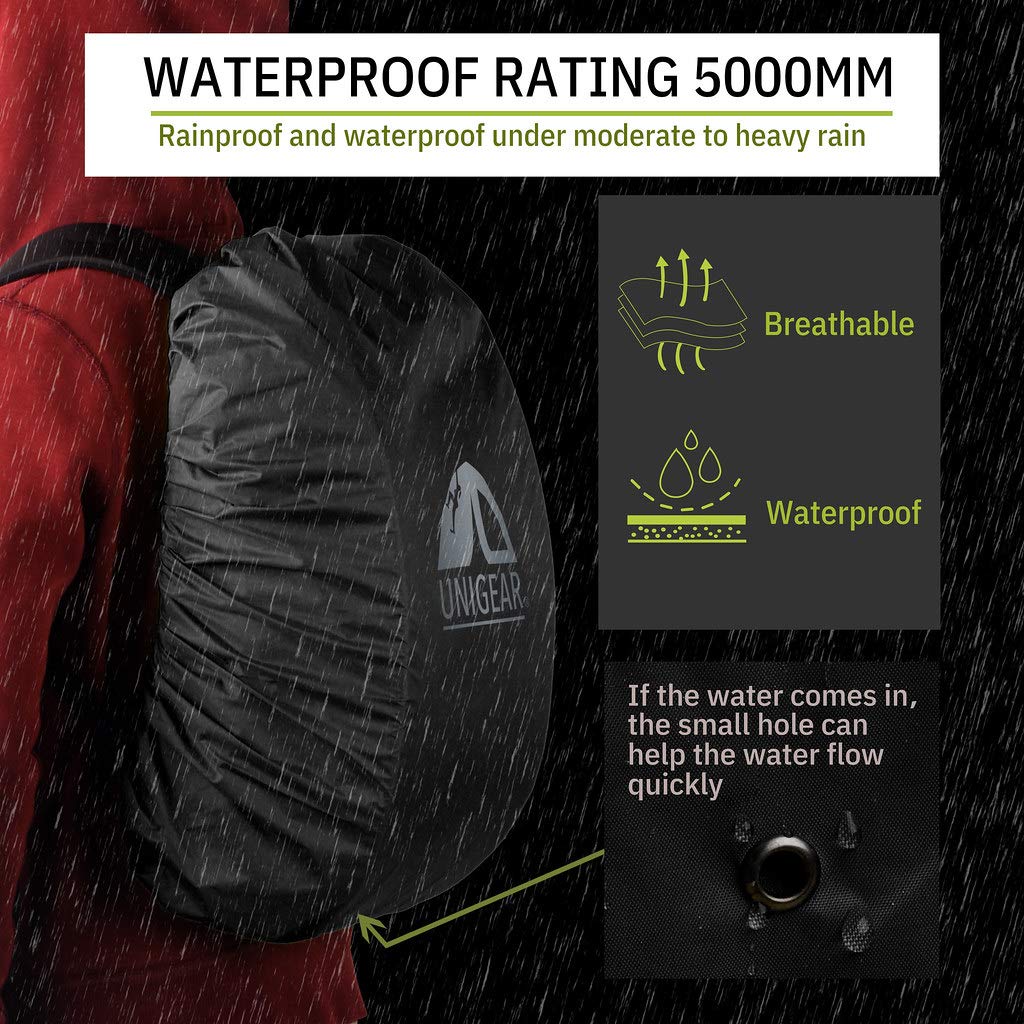 Unigear Backpack Rain Cover Waterproof Rating 5000Mm Ultraportable And Durable With 2 Anti-Slip Buckle Strap, Integrated Carry P