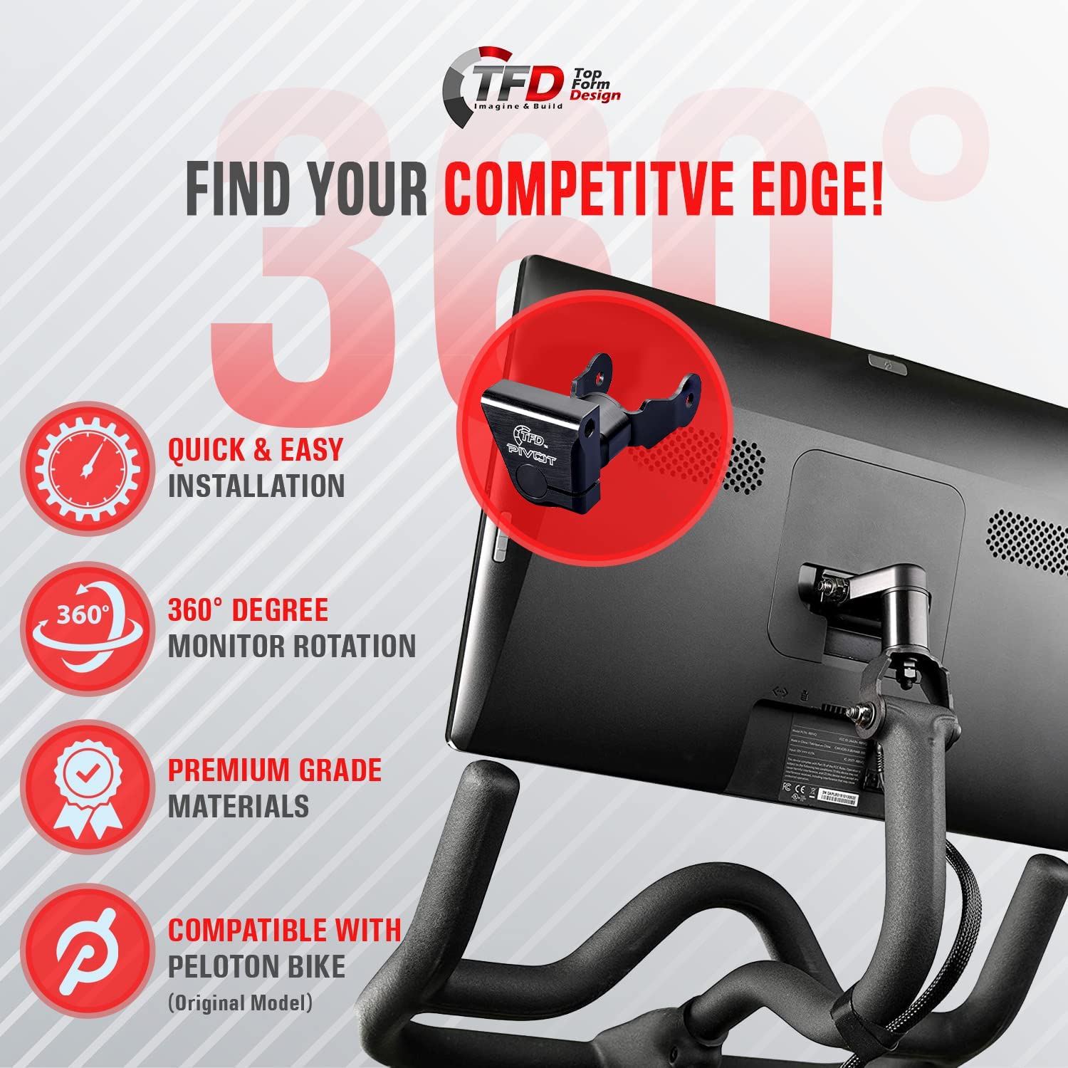 Tfd The Pivot For Peloton Bikes (Original Models), Made In Usa | 360 Movement Monitor Adjuster - Easily Adjust & Rotate Your Pel