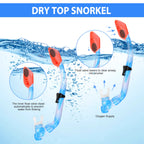 Kids Snorkel Set Dry Top Snorkeling Gear For Kids Youth Boys Girls Junior Age 5-15,Tempered Glass Swimming Diving Mask And Snork