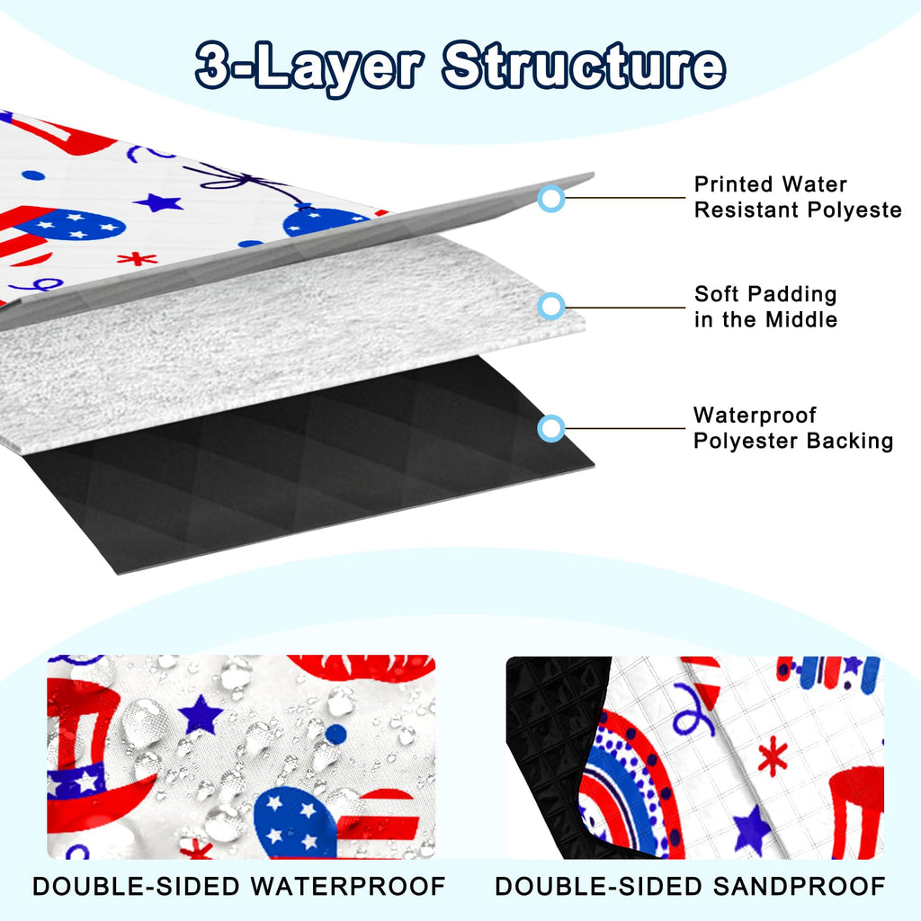Extra Large Picnic Blanket Waterproof,80X 80Foldable Machine Washable Beach Blanket,Outdoor Blanket For 6-8 Adults,Suitable For