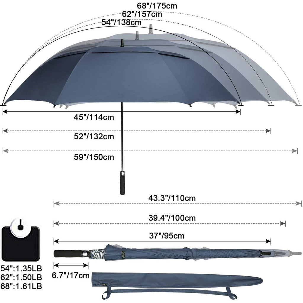 G4Free 68Inch Uv Protection Oversize Windproof Automatic Open Golf Umbrella Double Canopy Vented Waterproof Large Sun Stick Umbr