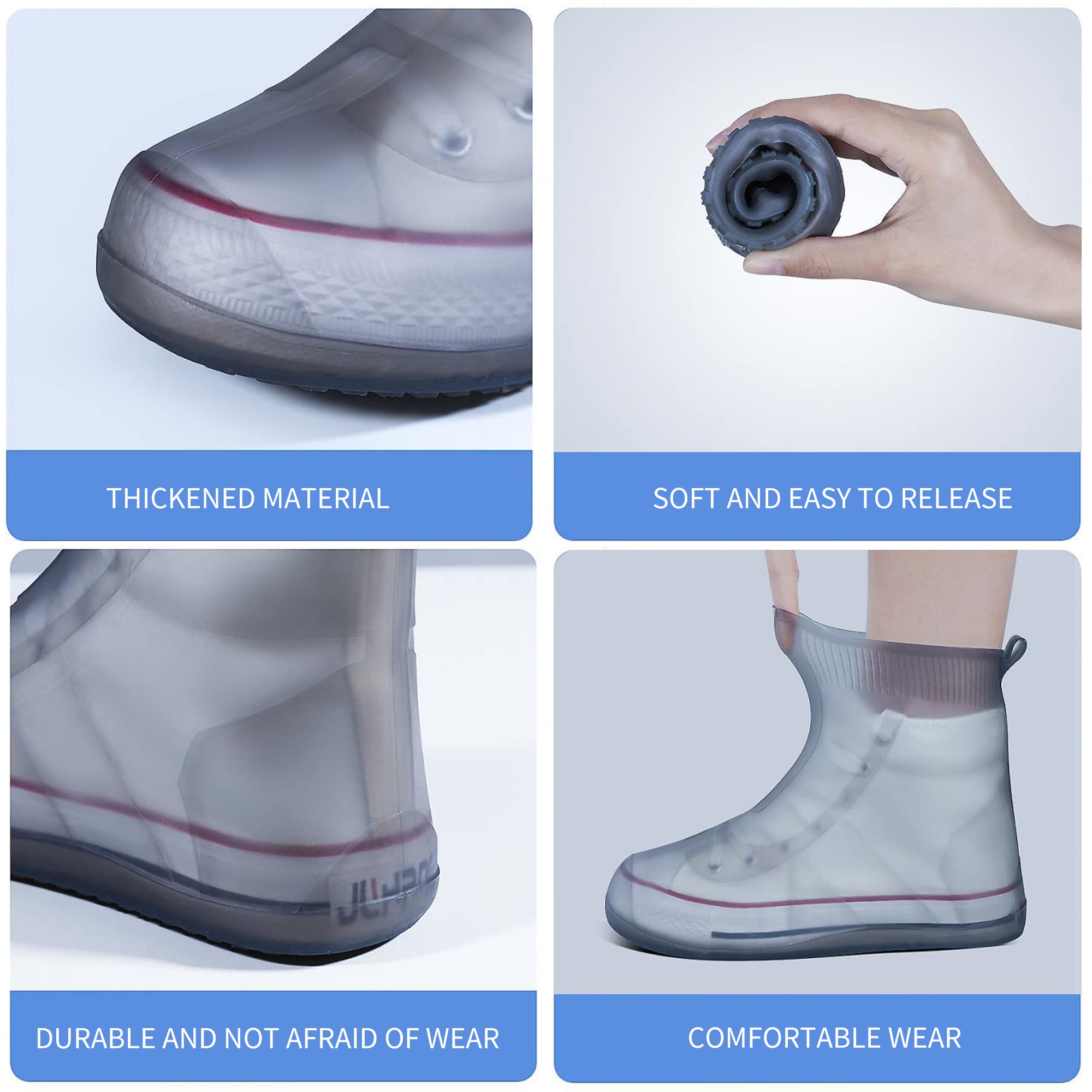 Soogree Shoe Covers Waterproof Rain Shoes Covers Reusable Foldable Rain Boots Slip Resistant Rubber Sole Overshoes Protectors Fo