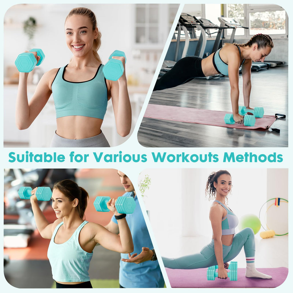 EQUIPRO Adjustable Dumbbell Set, 4 in 1 Weights for Women at Home, Hand Weights Dumbbells for Women, Each 2lb 3lb 4lb 5lb Fast A