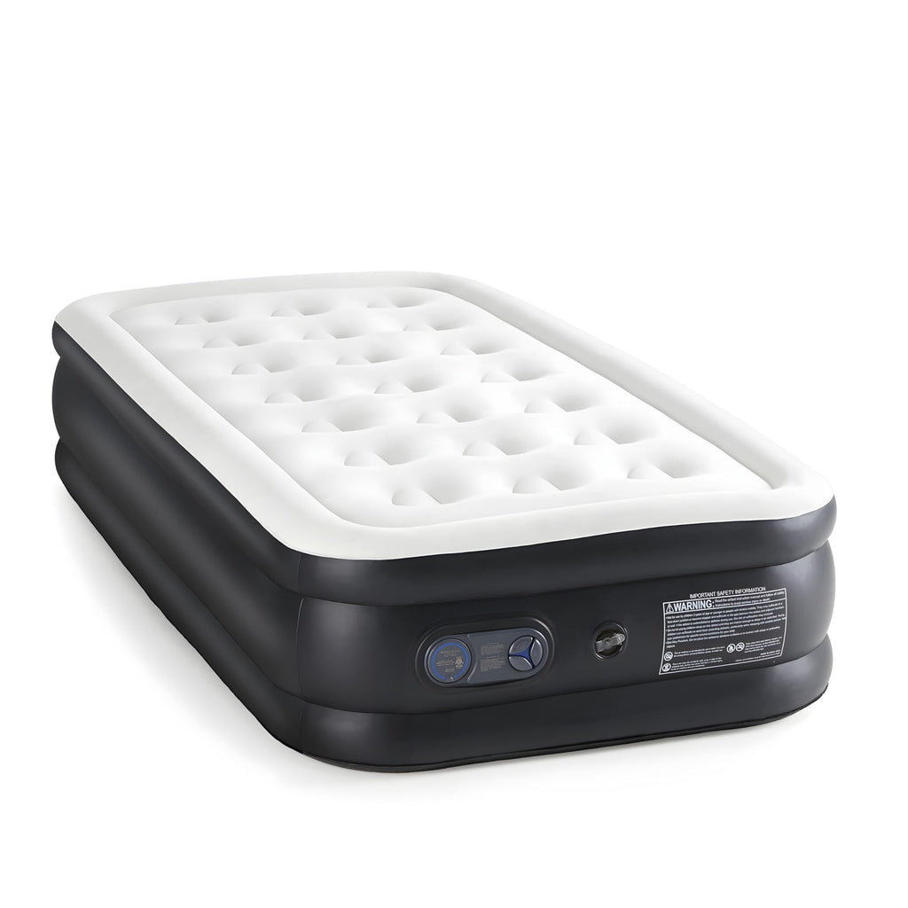 Yssoa Twin Camping Air Mattress With Built-In Electric High-Speed Pump, 18 Bed Height, Blow Up Inflatable Airbed With Carrying B