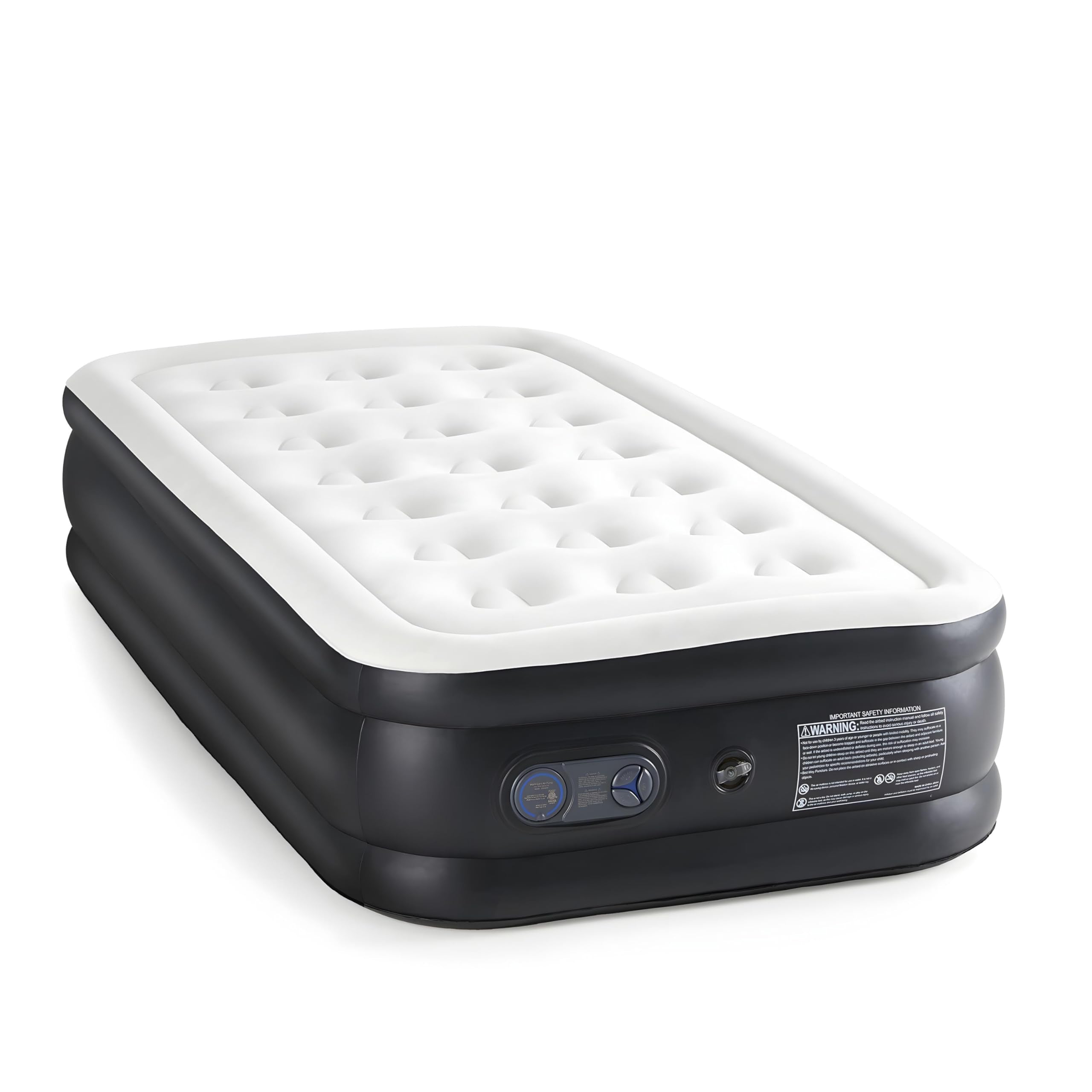 Yssoa Twin Camping Air Mattress With Built-In Electric High-Speed Pump, 18 Bed Height, Blow Up Inflatable Airbed With Carrying B