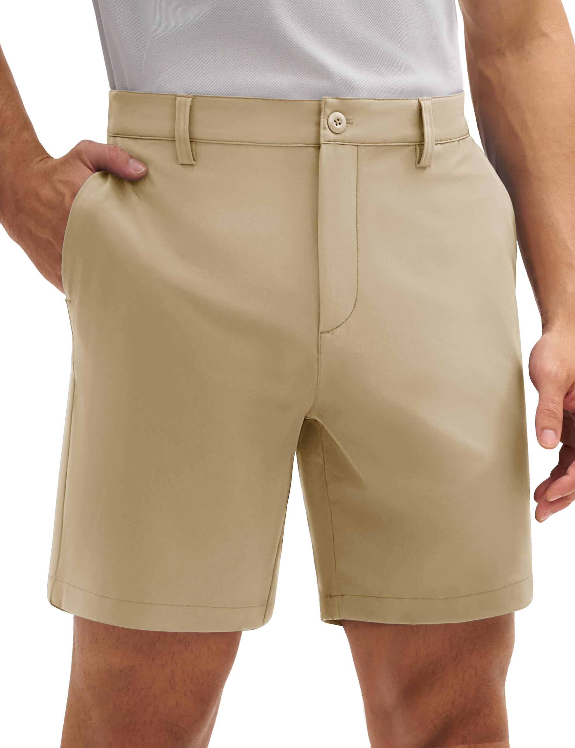 MAGCOMSEN Men's Golf Shorts 7 Quick Dry Lightweight Stretch Casual Shorts with 6 Pockets Dress Work Hiking Khaki 36