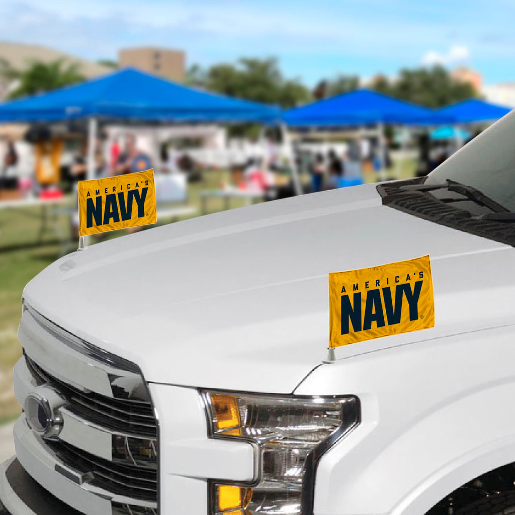 Fanmats 61855 U.S. Navy Ambassador Car Flags - 2 Pack Mini Auto Flags, 4In X 6In, Perfect For Hood Or Trunk
