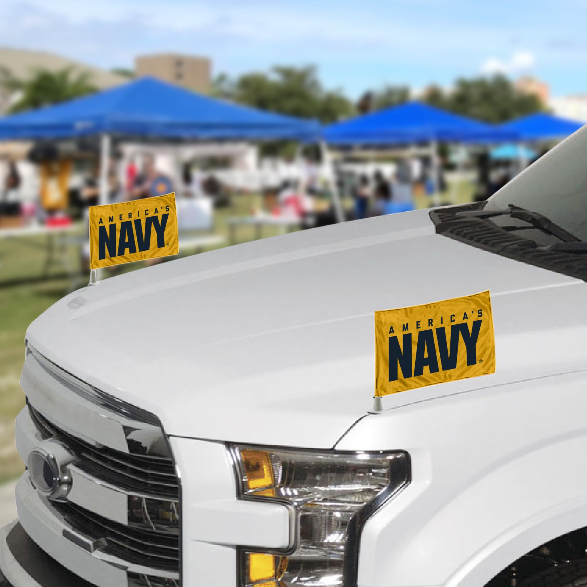 Fanmats 61855 U.S. Navy Ambassador Car Flags - 2 Pack Mini Auto Flags, 4In X 6In, Perfect For Hood Or Trunk