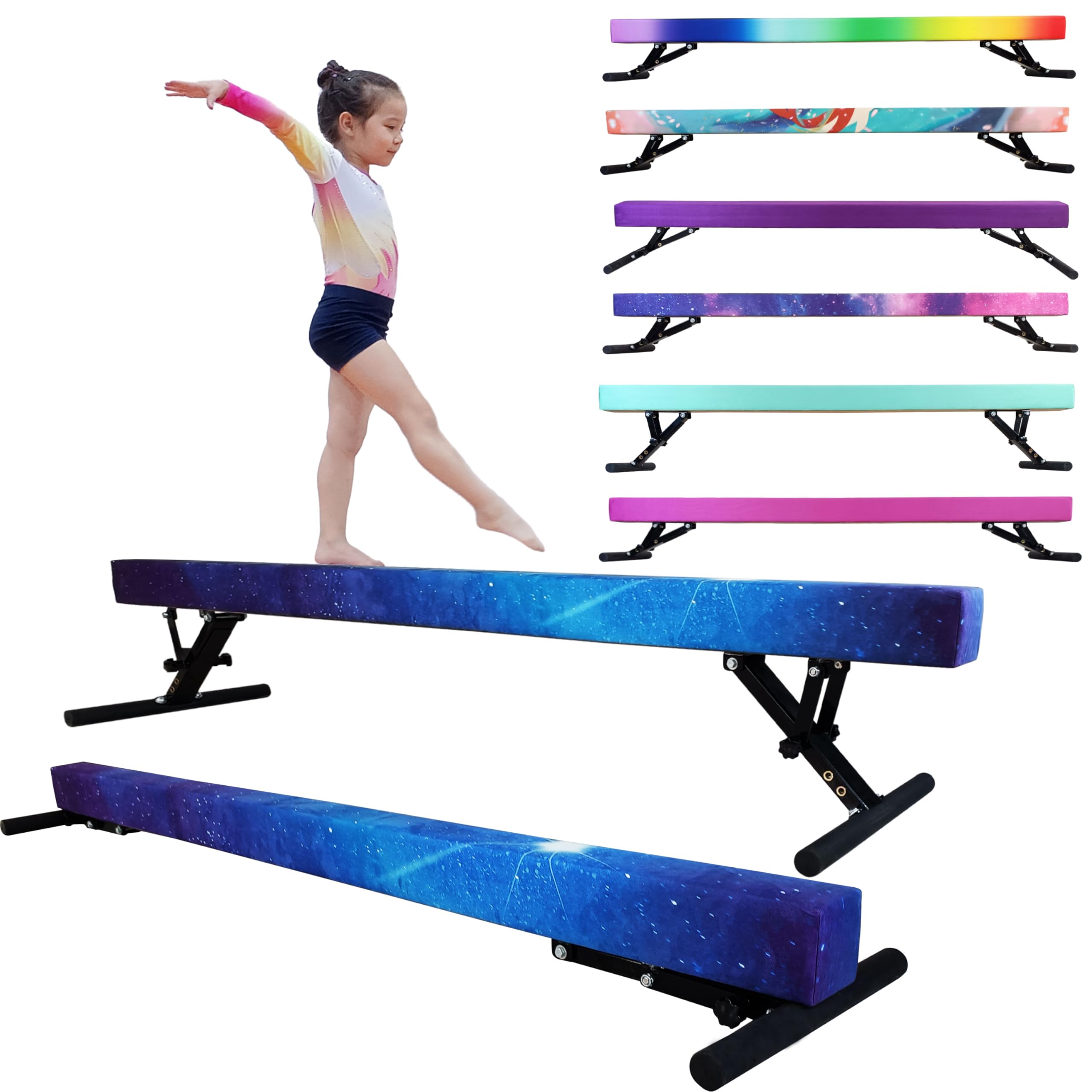 Seliyoo Adjustable Balance Beam For Kids - 8Ft Gymnasitcs Beam - High And Lower Floor Beam For Gymnastic Center Gymnastics Equip