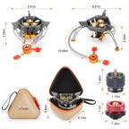 Wadeo 7200W Windproof Camping Stove, Camping Gas Stove With Piezo Ignition, Two Fuel Canister Adapter, Carry Case, Portable Stov
